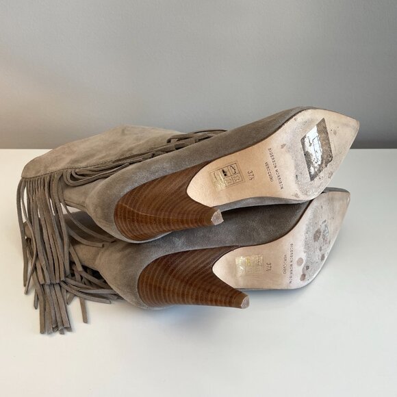 SIGERSON MORRISON Suede Fringe Western Boots | Taupe | Great Condition - Picture 6 of 7